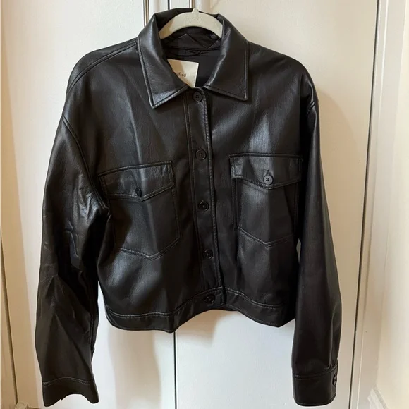 Cropped Jacket Aritzia Faux Leather Jacket Leather Trench Coat
